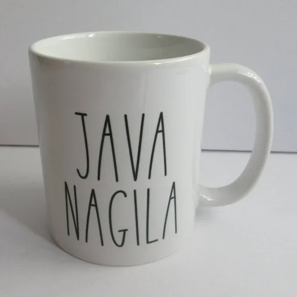 "Java Nagila" Orca Coatings 12 oz White Coffee Mug Judaica Farmhouse Style NEW - Picture 1 of 9